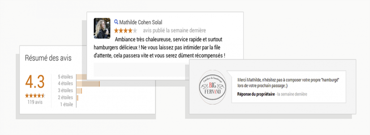 Aperçu des avis clients sur Google My Business