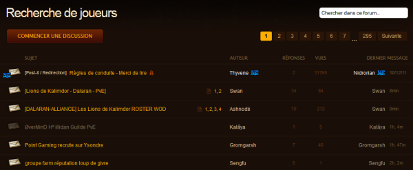 Liste de discussion sur un forum