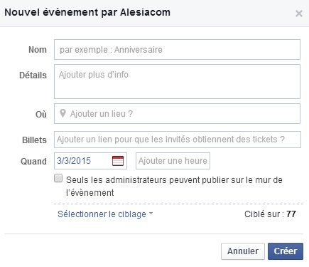 Facebook évènement étape 3