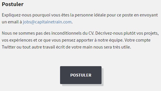 Comment déployer sa marque sur le web Capitaine Train : extrait d'une page de recrutement