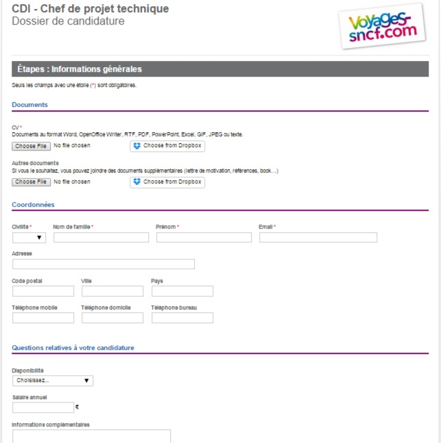 Comment déployer sa marque sur le web SNCF : extrait d'une page d'offre d'emploi